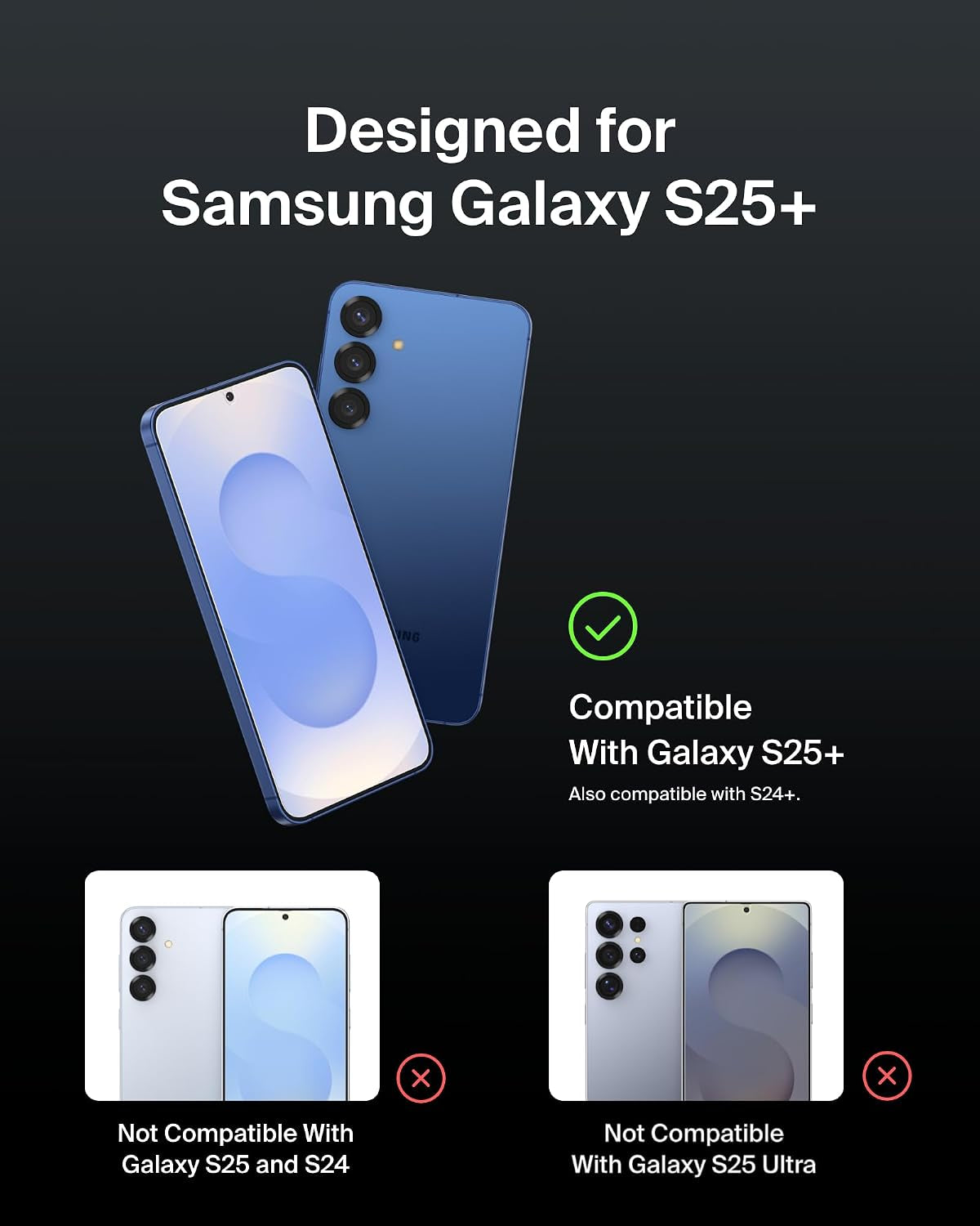 Screenforce Invisiglass Treated Screen Protector for Samsung Galaxy S25+, 9H Hardness, Scratch-Resistant Impact Protection W/Align Tray for Easy Application - Made with Recycled Glass