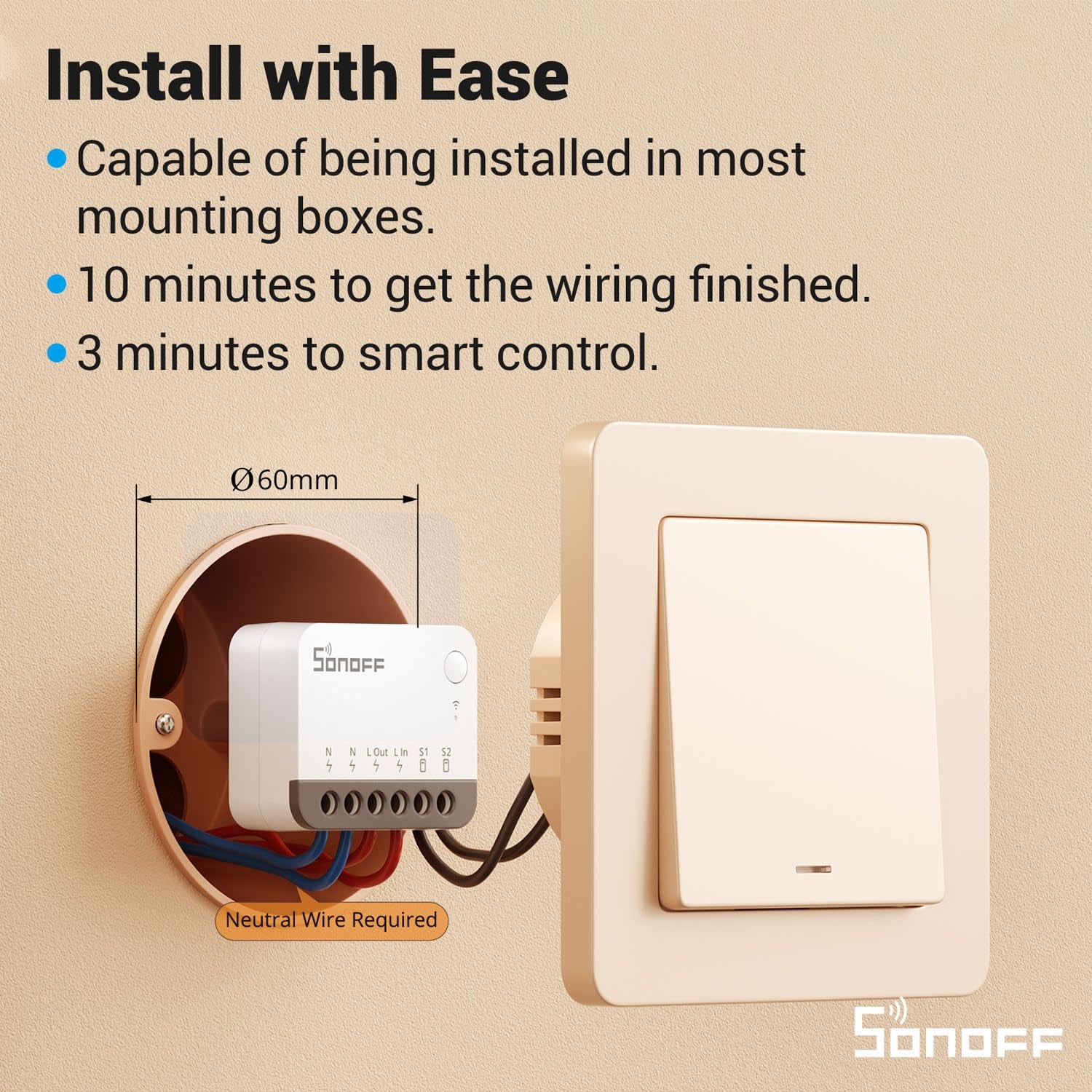Zigbee 3.0 Smart Relay Switch - Mini In-Wall Light Switch Module, Compatible with Alexa, Google Home, and SmartThings, ZBMINIR2 4-Pack (Zigbee Hub & Neutral Wire Required)