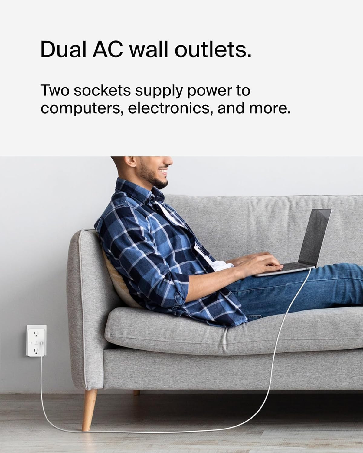 Multi-Outlet Extender, Fast Charging USB-C Plug Adapter - Safe Charge for Macbook Pro, Chromebook, Apple Iphone 17, Air, 16, 15, 14, Samsung Galaxy S25, Nintendo Switch 2, & More - White