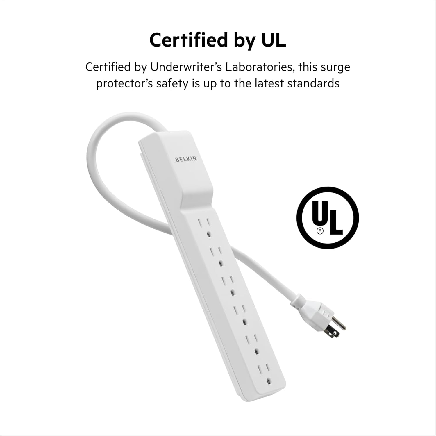 Belkin 6-Outlet Commercial Power Strip Surge Protector, 6Ft Cord, 720 Joules, White