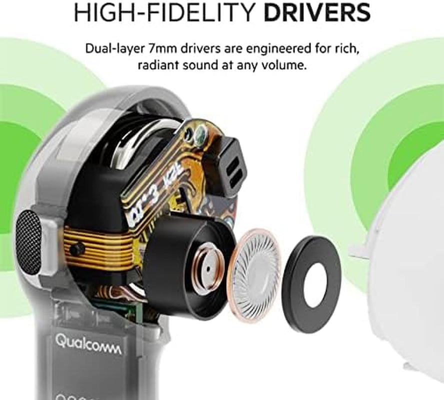 Wireless Earbuds, Soundform Freedom True Wireless Bluetooth Earphones with Wireless Charging Case IPX5 Certified Sweat and Water Resistant with Deep Bass for Iphones and Androids - White