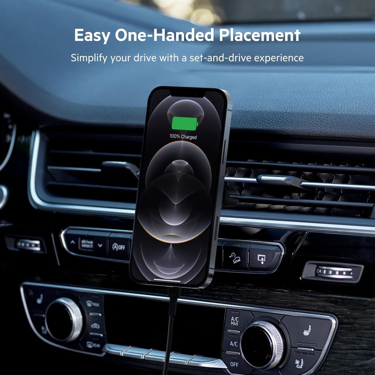 Magsafe-Compatible Magnetic Wireless Car Charger 10W - Wireless Charger, Magnetic Car Vent Phone Mount for Iphone 17, Iphone 16, 15, & 14 Series, Pixel 10 (Power Supply NOT Included) - Black