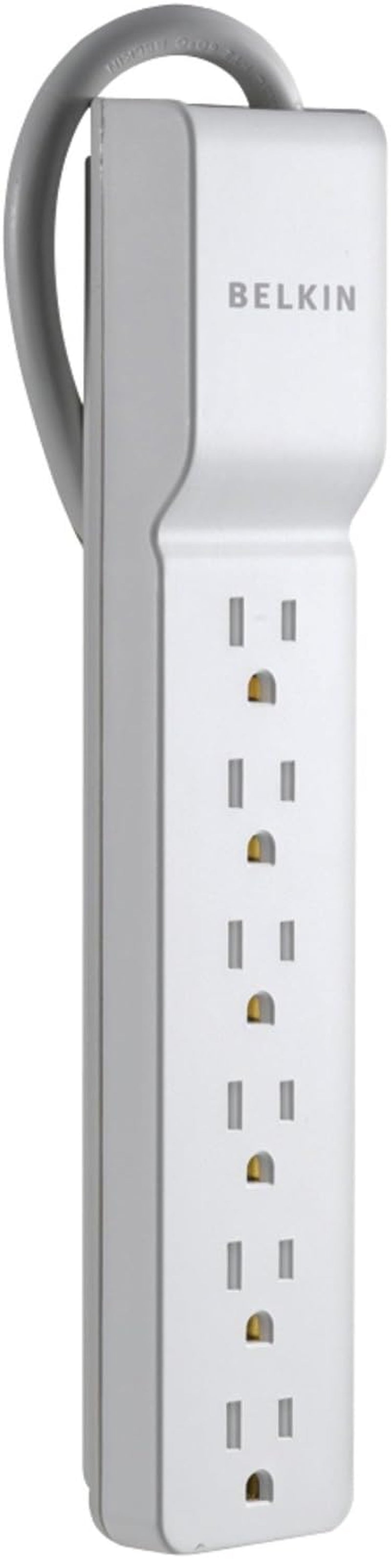 6-Outlet Commercial Power Strip Surge Protector with 2.5Ft Cord, 555 Joules,White