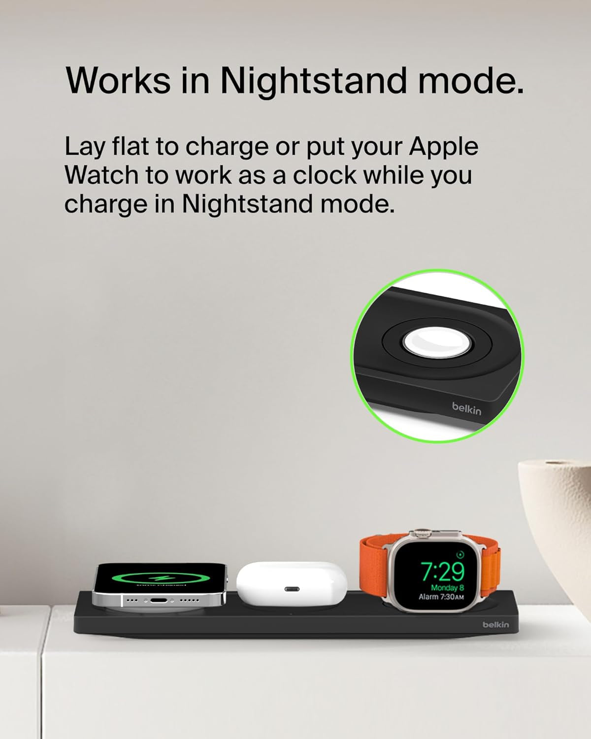 Magsafe 3-In-1 Wireless Charging Pad - Fast Wireless Charging for Apple Watch, Iphone 17, Iphone 16, Iphone 15, & Iphone 14 Series, & Airpods - Charging Station for Multiple Devices - Black