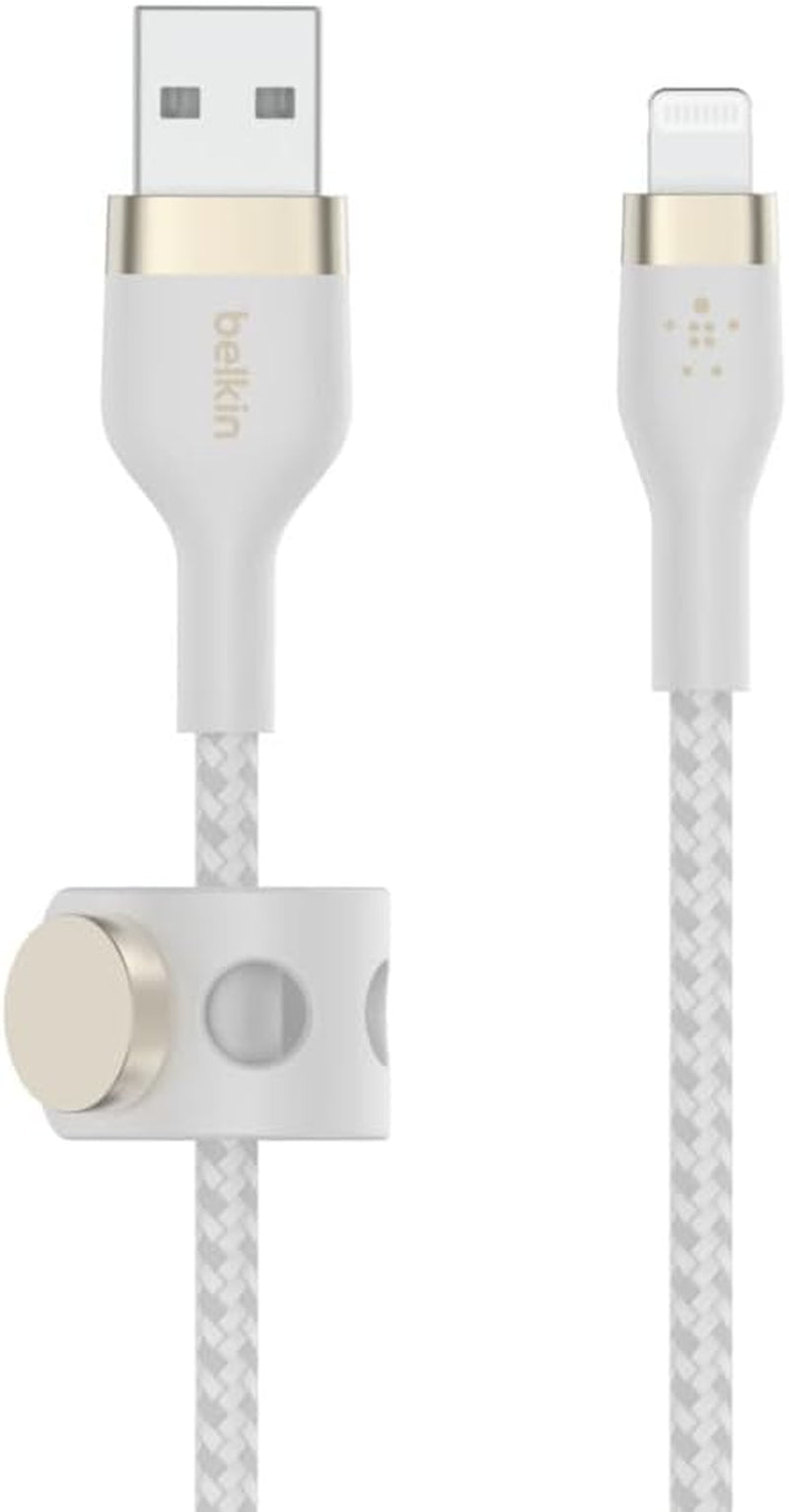 Boostcharge Pro Flex Braided USB a to Lightning Cable 2M/6.6FT - Mfi Certified 20W Power Delivery Iphone Charger Cord - Apple Charger USB a Cable - Fast Charging - Iphone 14, Iphone 13 - White