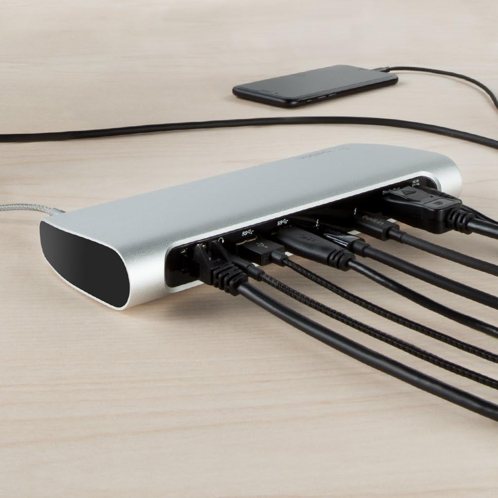 Belkin Thunderbolt 3 Dock W/ 2.6Ft Thunderbolt 3 Cable (Thunderbolt Dock for Macbook Pro Models from 2016 or Later, Includes the 2018 Version), Dual 4K @60Hz, 40Gbps Data Transfer Speeds)