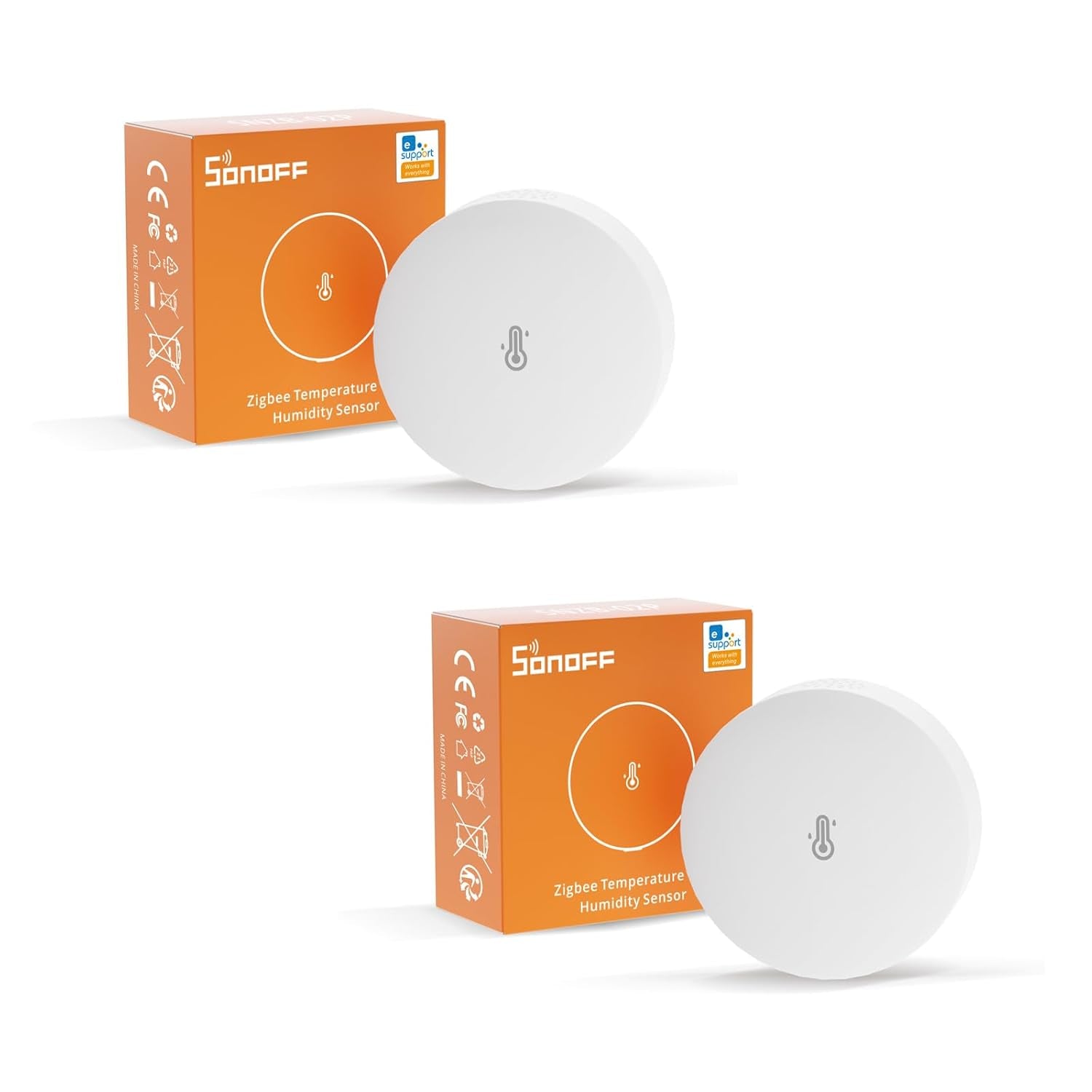 SNZB-02P Zigbee Indoor Temperature and Humidity Sensor - Thermometer and Hygrometer with Alerts, Compatible with Alexa & Google Home for Remote Monitoring and Home Automation, Requires Zigbee 3.0 Hub, Pack of 2