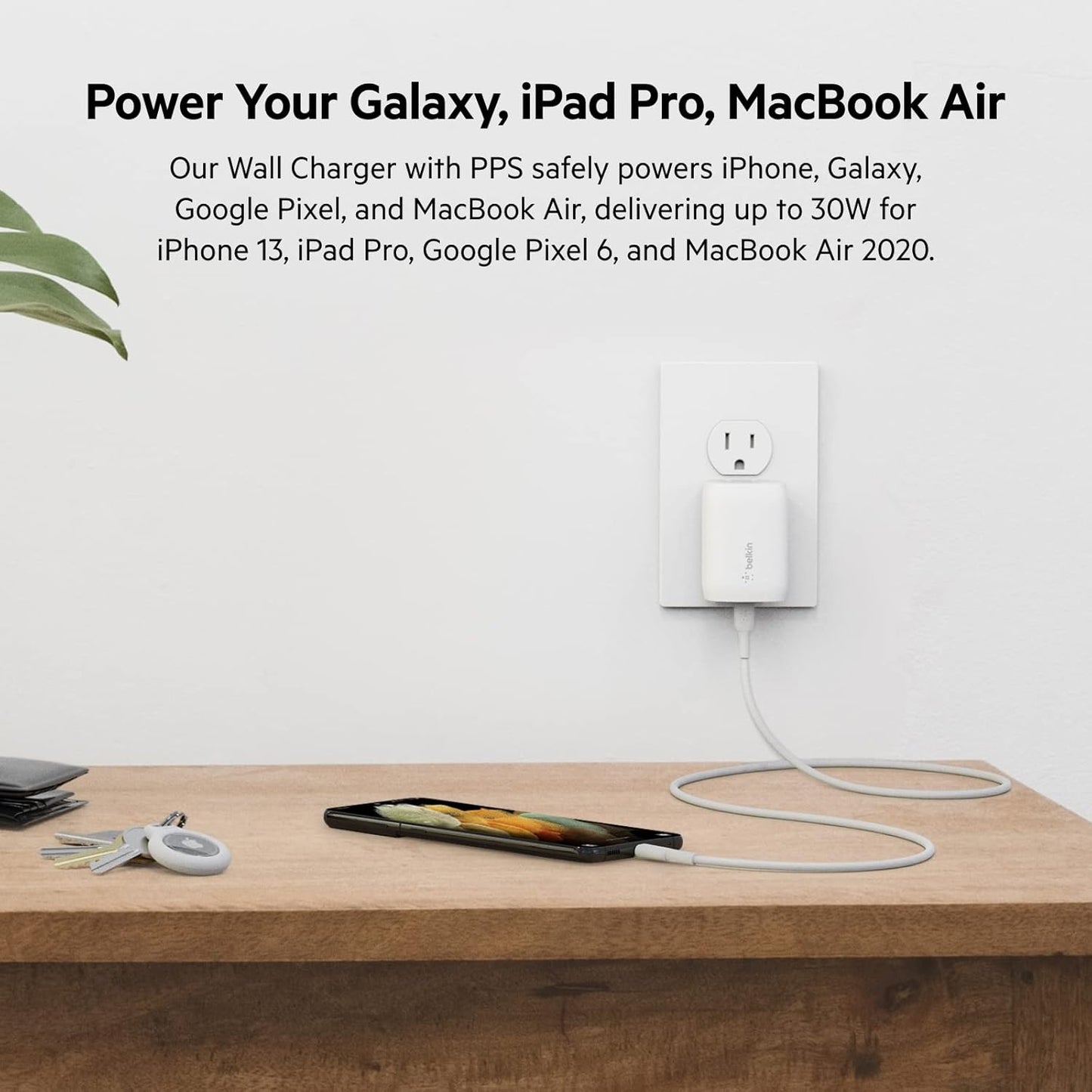 USB C Charger Block 30W, Fast Charging - Iphone 17, Air, Pro, Pro Max, Samsung Galaxy S25, Ipad, Airpods, Apple Watch, Nintendo Switch 2 & More - White