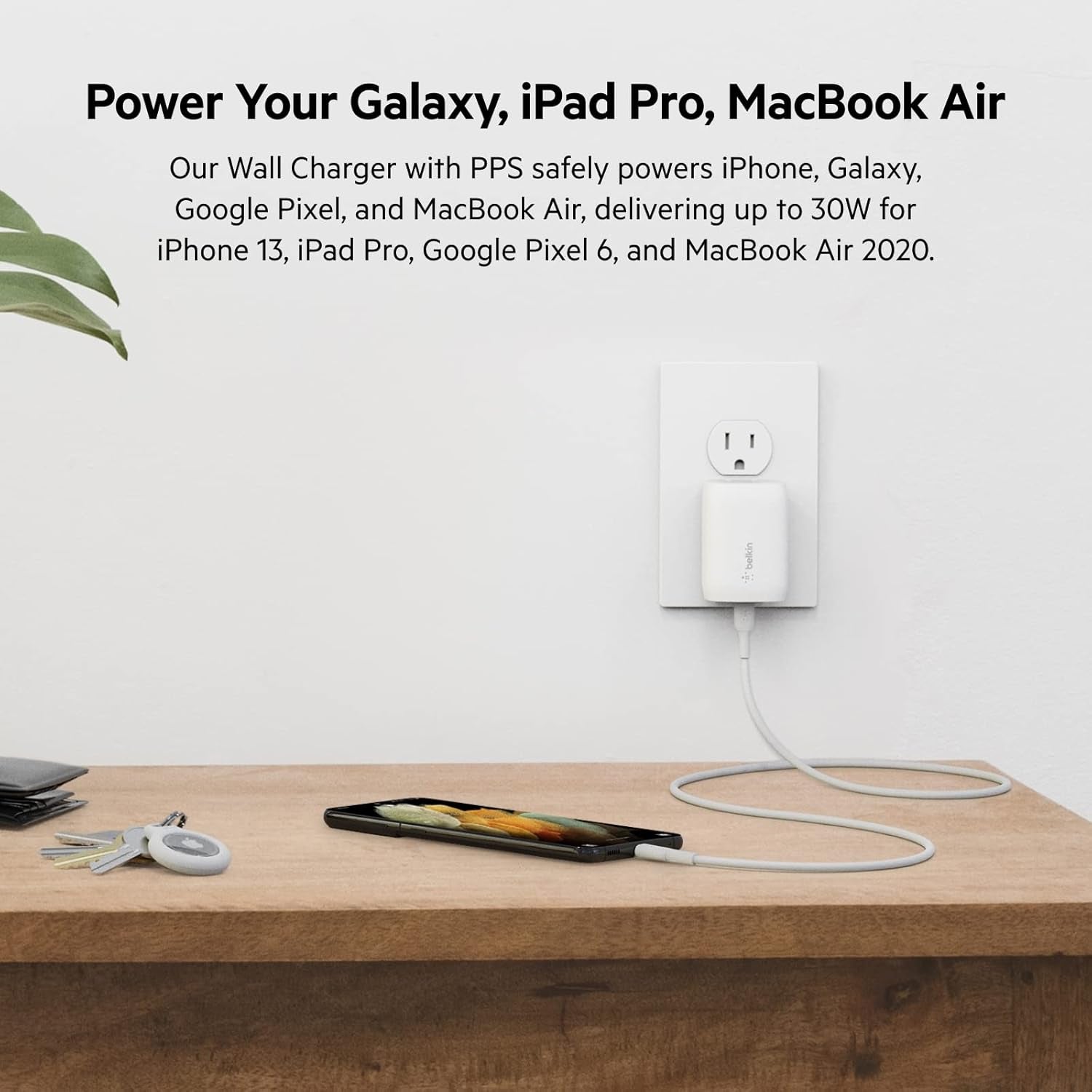USB C Charger Block 30W, Fast Charging - Iphone 17, Air, Pro, Pro Max, Samsung Galaxy S25, Ipad, Airpods, Apple Watch, Nintendo Switch 2 & More - White