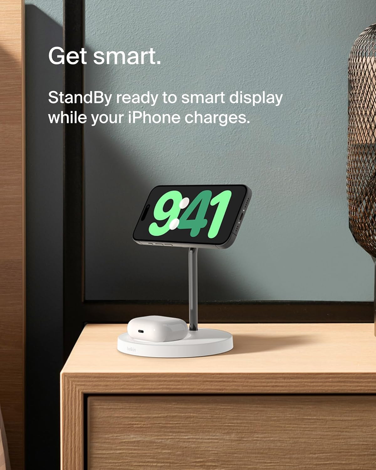 Magsafe 2-In-1 Wireless Charging Stand for Apple Iphone 16, Iphone 15, Iphone 14, & Iphone 13 Series & Airpods - Magsafe Fast Charging Station for Multiple Devices - White