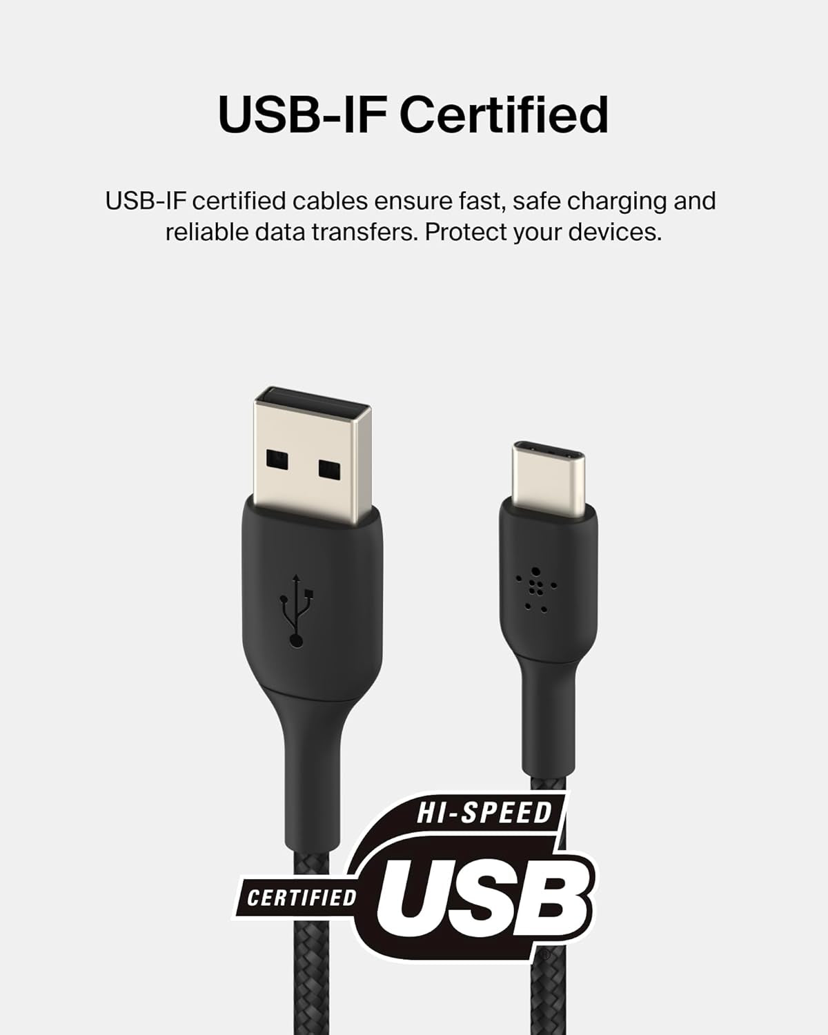 Boostcharge Braided USB-C to USB-A Charging Cable (3.3Ft/1M) for Iphone 17 & 16 Series, Samsung Galaxy S25 Series, Google Pixel 10, Ipad Pro, Nintendo Switch 2, Carplay, & More - Black (2-Pack)