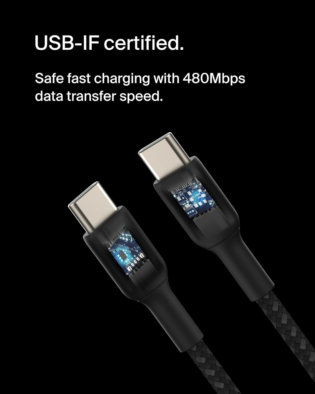 Boostcharge Braided USB-C to USB-C Cable (2M/6.6Ft) for Iphone 16, Iphone 16 Pro, Iphone 16 Pro Max, Galaxy S25, S24, Note, Pixel 9 & 8, Ipad Pro, Nintendo Switch 2 & More - Black
