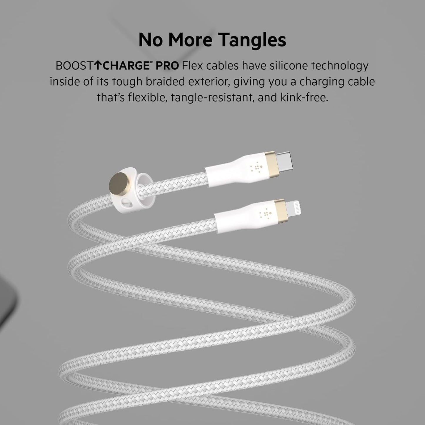 Boostcharge Pro Flex Braided USB Type C to Lightning Cable (3M/10Ft), Mfi Certified 20W Fast Charging PD Power Delivery for Iphone 14, 13, 12, 11, Pro, Max, Mini, SE, Ipad - White