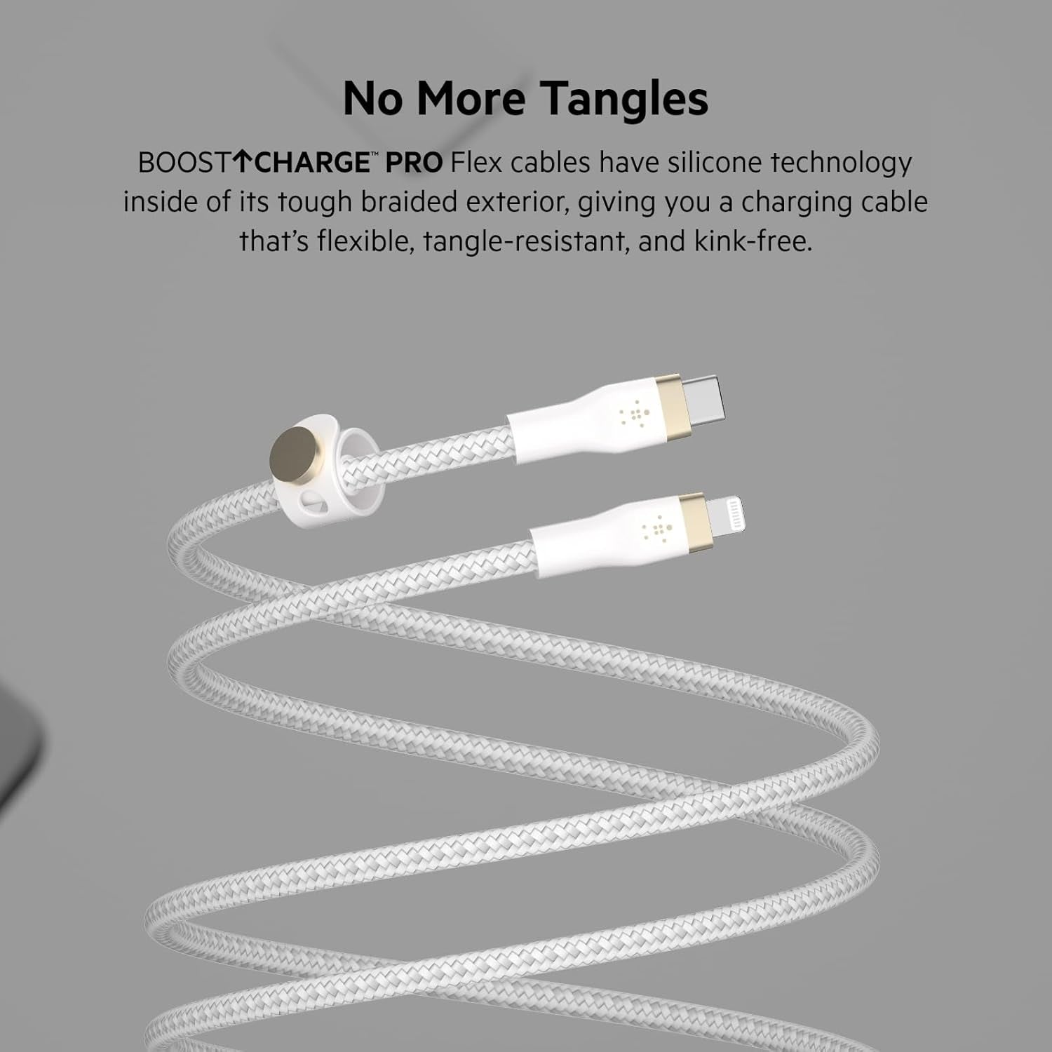 Boostcharge Pro Flex Braided USB Type C to Lightning Cable (3M/10Ft), Mfi Certified 20W Fast Charging PD Power Delivery for Iphone 14, 13, 12, 11, Pro, Max, Mini, SE, Ipad - White