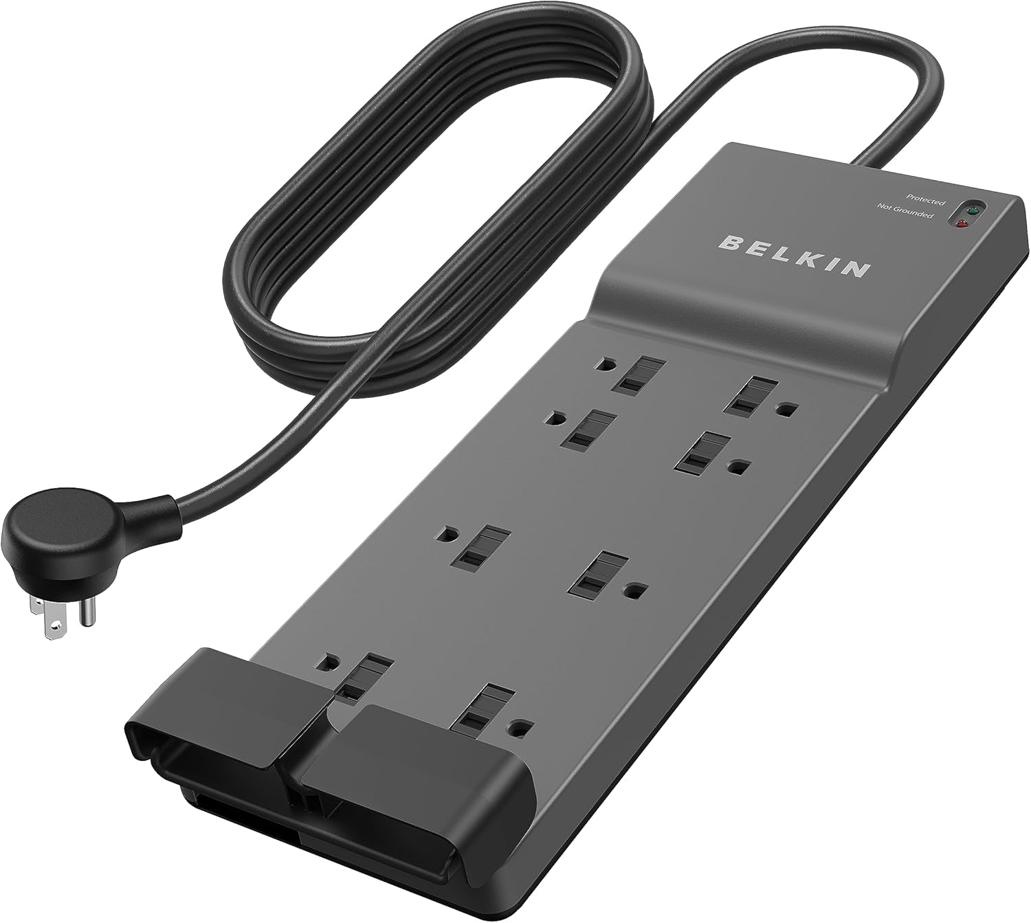 Power Strip Surge Protector with 8 Outlets, 6 Ft Long Flat Plug Heavy Duty Extension Cord + Overload Protection for Home, Office, Travel, Compuer Desktop & Phone Charging Brick (3,550 Joules)