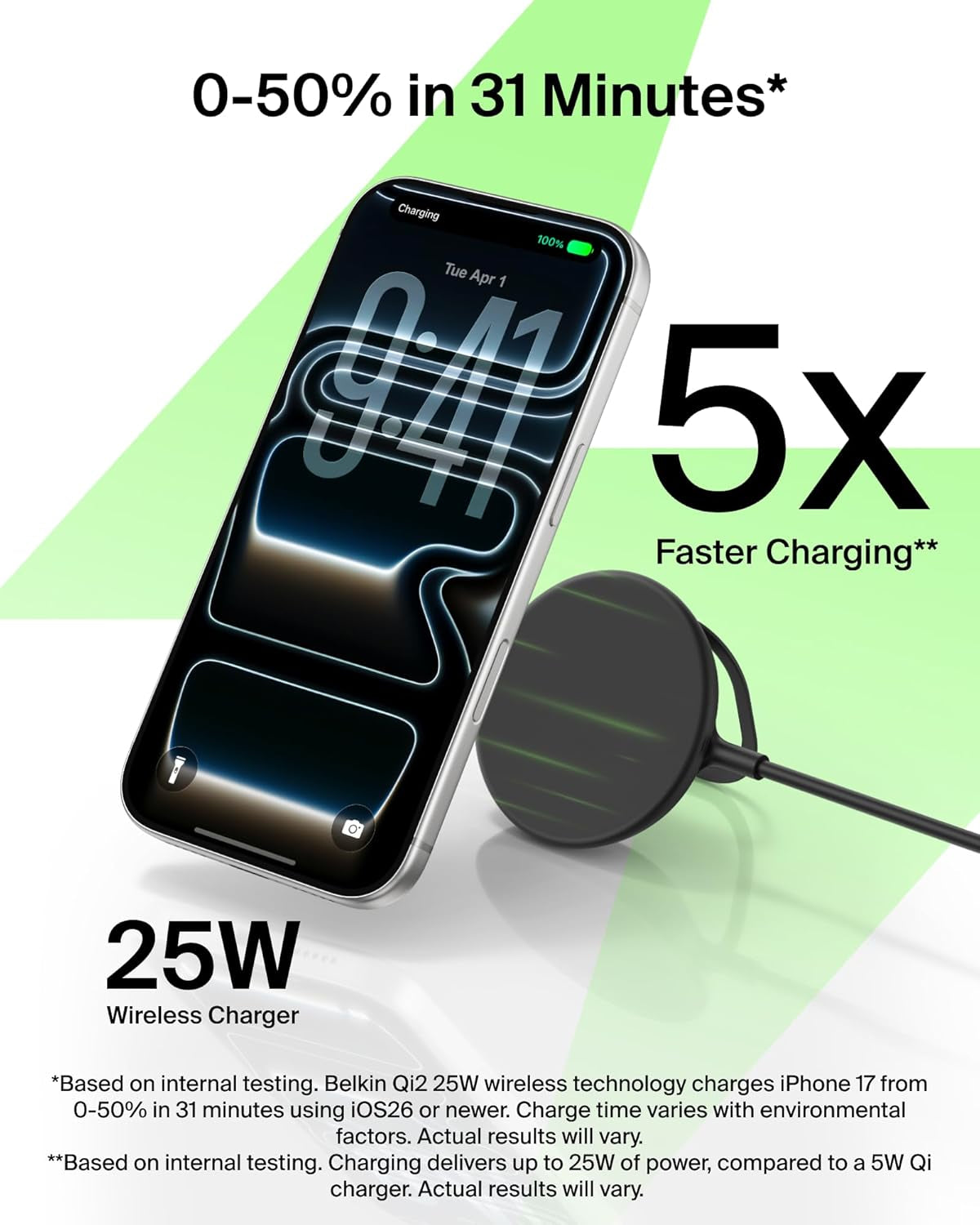 Magsafe Charger, Magnetic Iphone Charger W/ Qi2 25W, Fast Wireless Charging Pad W/Kickstand for Iphone 17 Series, Samsung Galaxy, Pixel 10, Airpods Pro, Travel - No Power Adapter, Black
