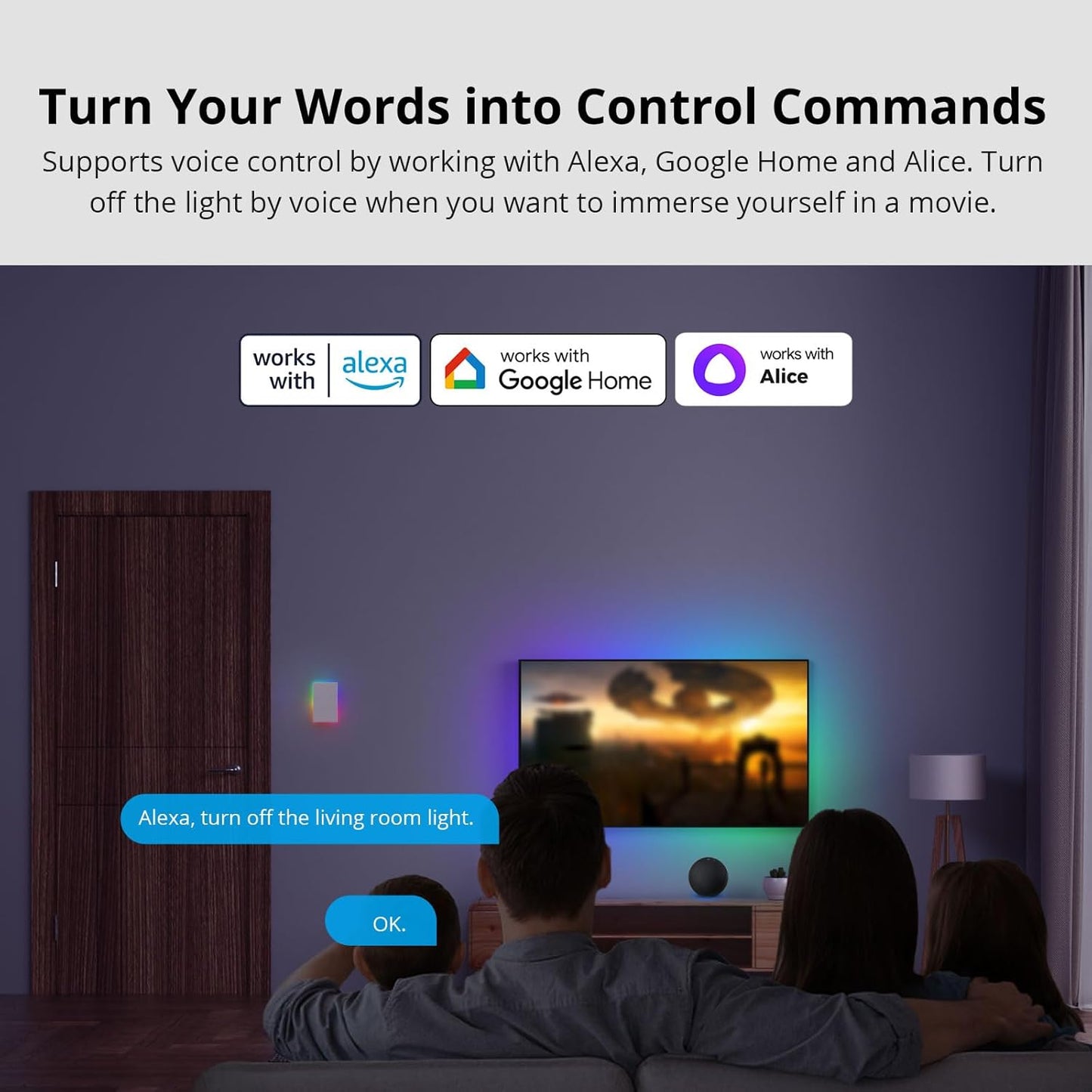 Smart Light Switch with 2.4GHz Wi-Fi, Neutral Wire Required, Voice Control Compatible with Alexa and Google Home, Touch Button, Wall Mounted, T5 3 Gang 1 Way
