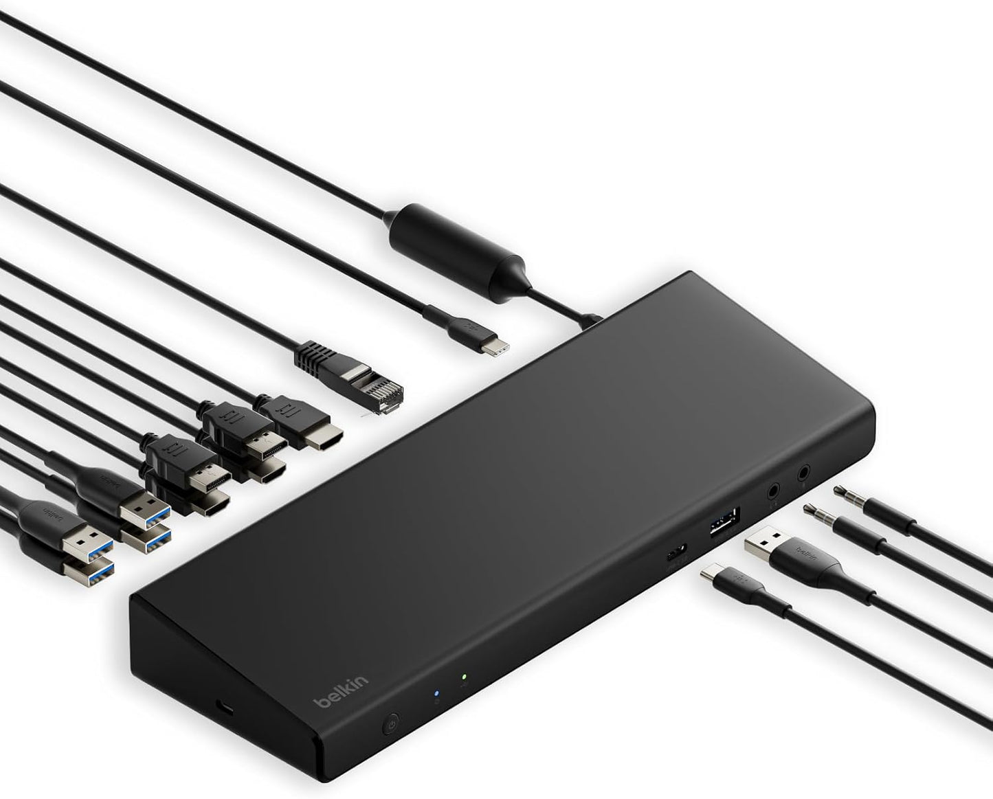 15-In-1 Universal Triple Display Displaylink Docking Station Hub W/ 3 HDMI Ports, 2 Displayports for Triple 4K Display W/ 85W PD, 3.5Mm Mic/Speaker, 1 USB-C, & 5 USB-A Ports, Black