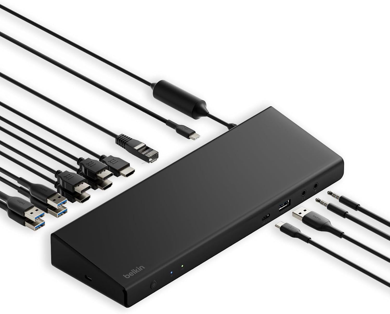 15-In-1 Universal Triple Display Displaylink Docking Station Hub W/ 3 HDMI Ports, 2 Displayports for Triple 4K Display W/ 85W PD, 3.5Mm Mic/Speaker, 1 USB-C, & 5 USB-A Ports, Black