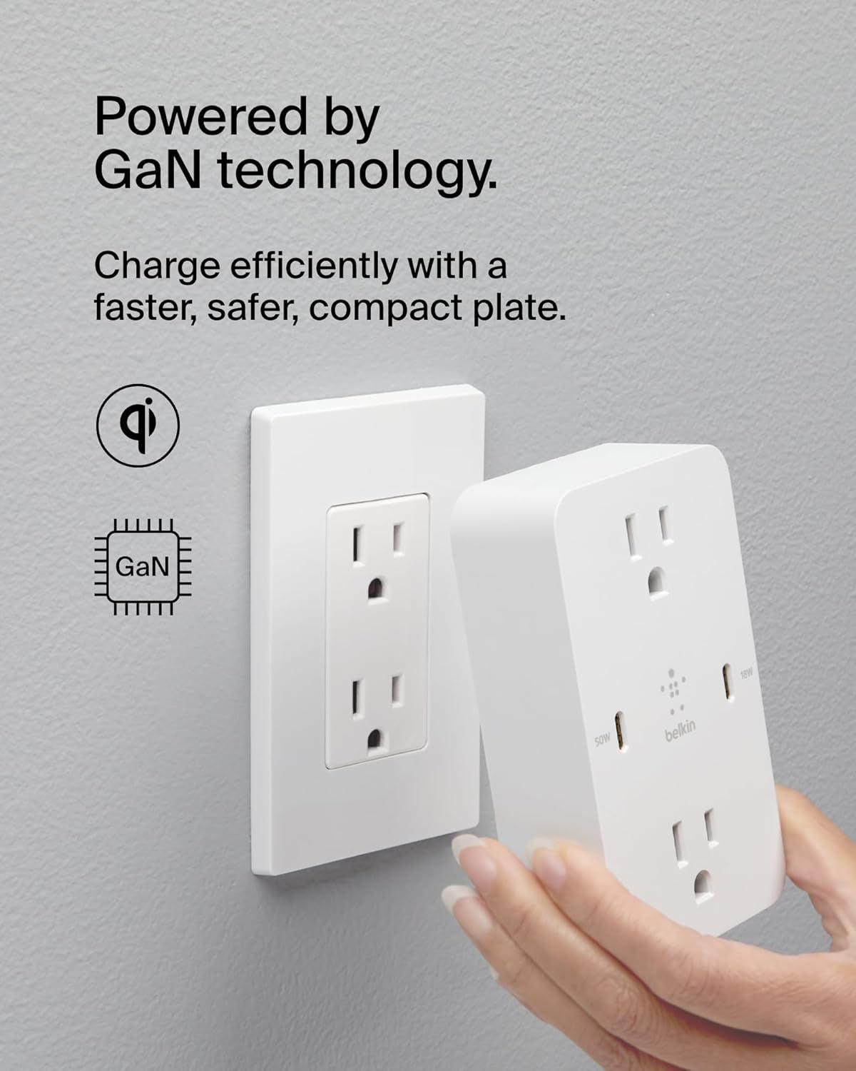 Multi-Outlet Extender, Fast Charging USB-C Plug Adapter - Safe Charge for Macbook Pro, Chromebook, Apple Iphone 17, Air, 16, 15, 14, Samsung Galaxy S25, Nintendo Switch 2, & More - White