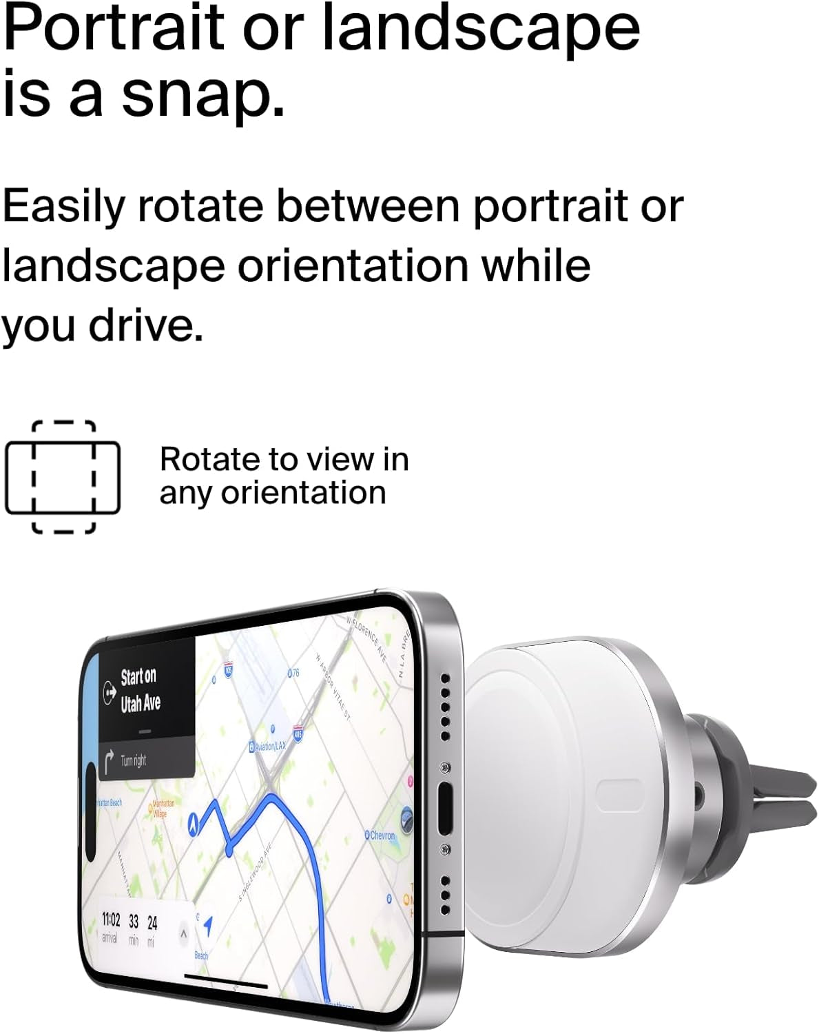 Magsafe-Compatible Wireless Car Charger 15W, Fast Charging Wireless Charger - Powerful Magnetic Vent Holder for Iphone 17, 16, 15, 14, 13 Series, Pixel 10, Secure Car Phone Mount - White